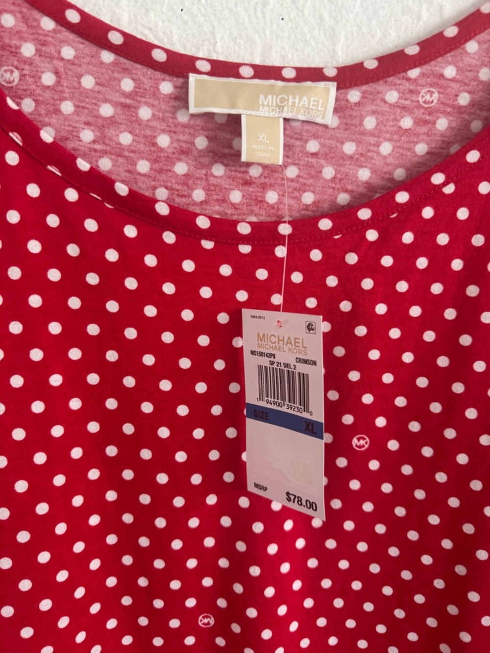 MICHAEL MICHAEL KORS RED WITH WHITE POLKA DOT TOP SZ XL NWT - Picture 2 of 6